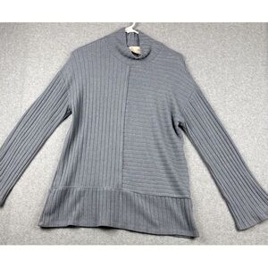 Saturday/Sunday Anthropologie Ribbed Mock Neck Sweater Gray Women’s M
